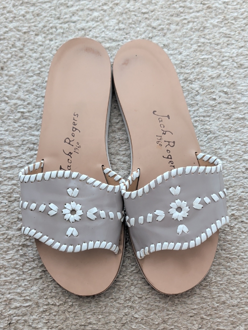 🩶 Jack Rogers 🩶 Gray Boating Slides Sandals sz 8, GUC
